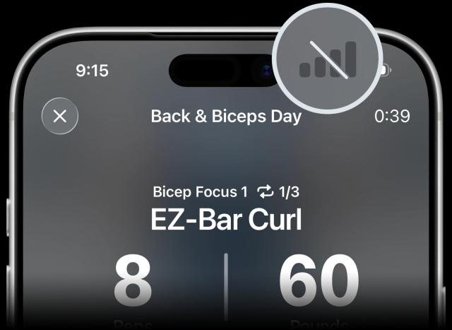 Screenshot of a phone running Vis, with a cutout showing a No-Signal symbol.